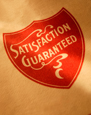 Satisfaction guaranteed label